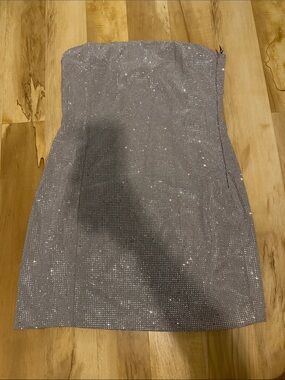 Strapless Silver Sequin Mini Dress